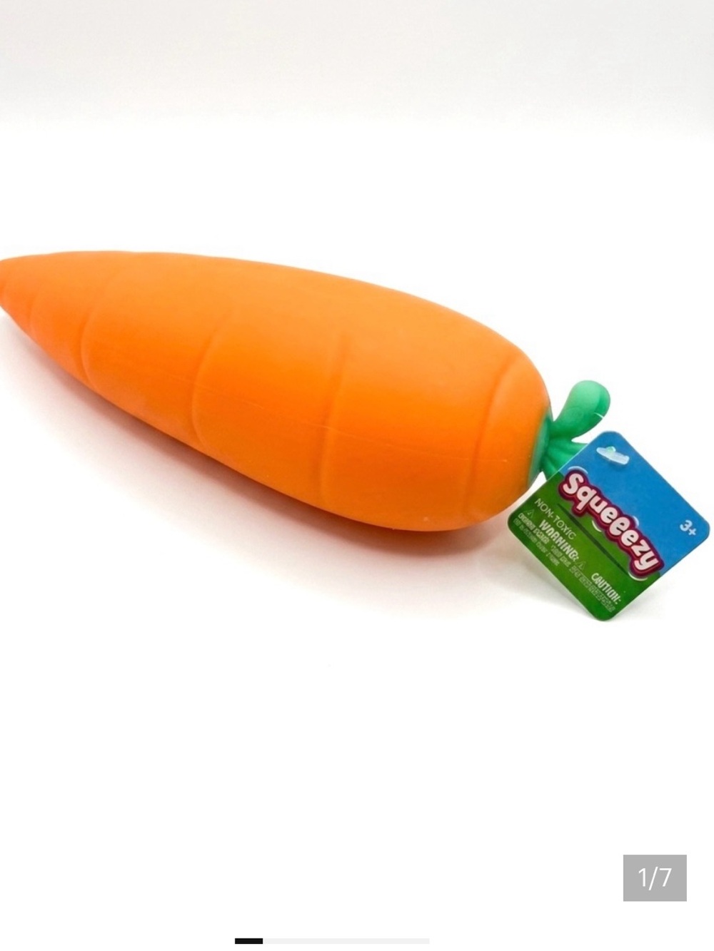 Carrot Squishy Toy - Orange, Kid-Friendly Stress Reliever NEW with Tags